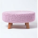 Homescapes Fu&szlig;hocker Gestrickter Fu&szlig;hocker, 30 cm hoch, rosa