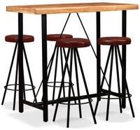 vidaXL Essgruppe Bar-Set 5-tlg. Massivholz und Echtleder, (4-tlg)