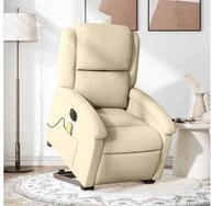 vidaXL Sessel vidaXL Elektrischer Massagesessel mit Aufstehhilfe Creme Stoff