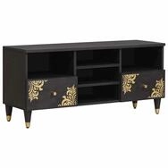 vidaXL TV-Schrank TV-Schr&auml;nk mit Regal Schwarz 100 x 33 x 46 cm Massivholz...
