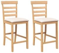 vidaXL Barhocker Barhocker mit Kissen 2 Stk. Natur Massivholz Gummibaum (2 St)