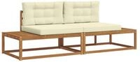 vidaXL Sofaelement Outdoor-Sofagarnitur mit Kissen Natur und Creme