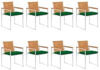 vidaXL Gartenstuhl Gartenst&uuml;hle 8 Stk. mit Kissen Massivholz (8 St)