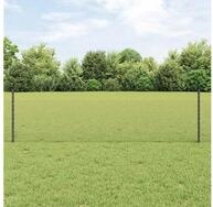 vidaXL Zaun, Zaun mit Pfosten Grau 0,5 x 50 m Stahl und PVC