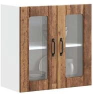 vidaXL Schrankmodule K&uuml;chen-H&auml;ngeschrank mit Glast&uuml;r Altholz-Optik...