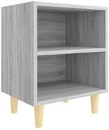 vidaXL Nachttisch Nachttisch mit Massivholz-Beinen Grau Sonoma 40x30x50 cm...