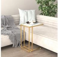 vidaXL Bartisch, Computer-Beistelltisch Wei&szlig; Marmor 50x35x65 cm Hartglas