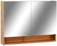 vidaXL Badezimmerspiegelschrank LED-Spiegelschrank f&uuml;rs Bad Eiche 80x15x60 cm...