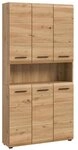 xonox.home Badezimmerspiegelschrank Ice Badschrank 6 T&uuml;ren, 1 Regal Eiche...