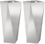 vidaXL Blumentopf Pflanzk&uuml;bel 2 pcs Silber 30 x 30 x 75 cm Edelstahl (2 St)