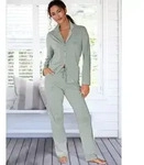 Vivance Dreams Pyjama (Set, 2 tlg) mit feinem Streifenmuster gr&uuml;n 48/50