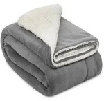 Wohndecke Sherpa Decke Wohndecke Kuscheldecke Hellgrau/Wei&szlig; Alina, 220x240cm,
