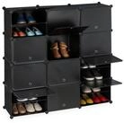 relaxdays Schuhregal Schwarzer Schuhschrank mit 24 F&auml;chern