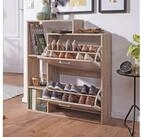 FINEBUY Schuhkipper FB45127 Holz 2 F&auml;cher Sonoma 12 Paar Schuhe Schuhschrank