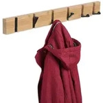 relaxdays Garderobenleiste mit klappbaren Hake, 6 Haken braun|schwarz 60 cm x 5...