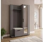 WFL GROUP Kompaktgarderobe Linaro Flurgarderobe mit Spiegel, Sitzbank, Haken &