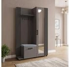 WFL GROUP Kompaktgarderobe Linaro Flurgarderobe mit Spiegel, Sitzbank, Haken &
