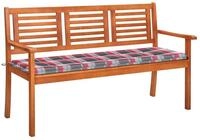 vidaXL Gartenbank 3-Sitzer-Gartenbank mit Auflage 150 cm Massivholz Eukalyptus...