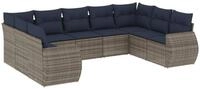 vidaXL Sofaelement 9-teiliges Gartensofa-Set mit Kissen, grau, Polyrattan (1 St)