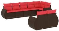 vidaXL Sofaelement 8-teiliges Gartensofa-Set mit Kissen, braun, Polyrattan (1...