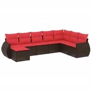 vidaXL Sofaelement 8-teiliges Gartensofa-Set mit Kissen, braun, Polyrattan (1...