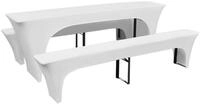 vidaXL Hussen-Set, 3-tlg. Hussen-Set f&uuml;r Biertisch und B&auml;nke Wei&szlig; 220x70x80...