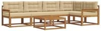 vidaXL Gartenlounge-Set Outdoor-Sofagarnitur mit Kissen 6 pcs Natur und Beige,
