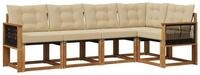 vidaXL Gartenlounge-Set Outdoor-Sofagarnitur mit Kissen 5 pcs Natur und Beige,