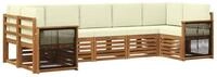 vidaXL Gartensofa Ecksofa Set mit Kissen 6 pcs Natur und Creme, 6 Teile