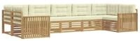 vidaXL Gartenlounge-Set Outdoor-Sofagarnitur 7 pcs Wei&szlig; und Creme Massivholz,