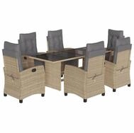 vidaXL Garten-Essgruppe 7-tlg. Garten-Essgruppe mit Kissen Beigemischung Poly...