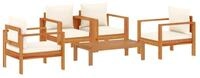 vidaXL Gartenlounge-Set 5-tlg. Garten-Sofagarnitur mit Kissen Massivholz,...