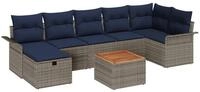 vidaXL Gartenlounge-Set Gartensofa-set mit Kissen mit Speicher 8 pcs Grau