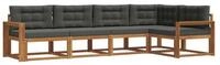 vidaXL Gartenlounge-Set Outdoor-Sofagarnitur mit Kissen 5 pcs Natur und...