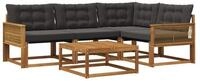 vidaXL Gartenlounge-Set Outdoor-Sofagarnitur mit Kissen 5 pcs Nat&uuml;rlich und...
