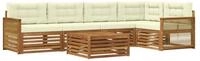 vidaXL Gartenlounge-Set Outdoor-Sofagarnitur mit Kissen 6 pcs Natur und Creme,