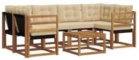 vidaXL Gartenlounge-Set Outdoor-Sofagarnitur mit Kissen 7 pcs Natur und Beige,