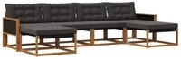 vidaXL Gartenlounge-Set Outdoor-Sofagarnitur mit Kissen 6 pcs Nat&uuml;rlich und...
