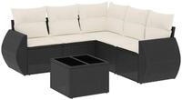 vidaXL Gartenlounge-Set 6-tlg. Garten-Sofagarnitur mit Kissen Schwarz Poly...