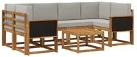 vidaXL Gartenlounge-Set Outdoor-Sofagarnitur mit Kissen 5 pcs Nat&uuml;rlich und