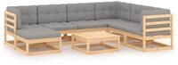 vidaXL Gartenlounge-Set 8-tlg. Garten-Lounge-Set mit Kissen Massivholz Kiefer,