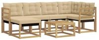 vidaXL Gartenlounge-Set Outdoor-Sofagarnitur mit Kissen 7 pcs Wei&szlig; und Beige,