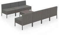 vidaXL Gartenlounge-Set 8-tlg. Garten-Lounge-Set mit Auflagen Poly Rattan Grau,