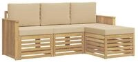 vidaXL Gartenlounge-Set Outdoor-Sofagarnitur 4 pcs Wei&szlig; und Beige 189,5 x...