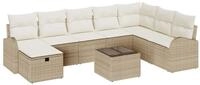 vidaXL Loungesofa Sofa Set mit Kissen mit Speicher Beige und Creme Poly-Rattan,...