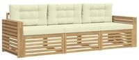 vidaXL Gartenlounge-Set Outdoor-Sofagarnitur 3 pcs Wei&szlig; und Creme Massivholz,