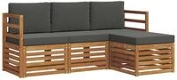 vidaXL Gartenlounge-Set Outdoor-Sofagarnitur mit Kissen 4 pcs Natur und...