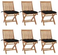 vidaXL Klappstuhl, Klappbare Gartenst&uuml;hle mit Kissen 6 Stk. Massivholz Teak