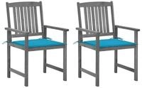 vidaXL Gartenstuhl Gartenst&uuml;hle mit Kissen 2 Stk. Grau Massivholz (2 St)