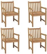 vidaXL Gartenstuhl, Outdoor St&uuml;hle 4 Stk. mit Gr&uuml;nen Kissen Massivholz Teak